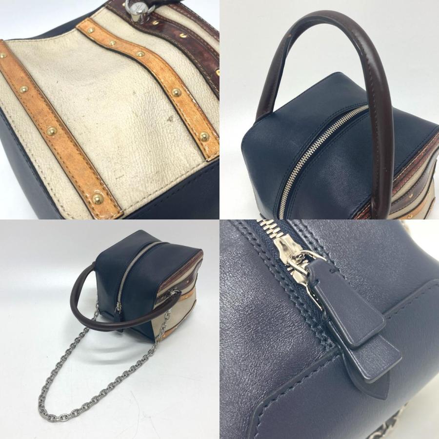 LOUIS VUITTON ルイヴィトン M52350 トロンプ ルイユ チェーン 2WAY ハンドバッグ レザー ブラック/ベージュ レディース【中古】