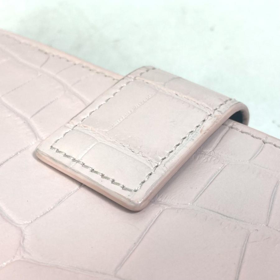 アレキサンダーワン Alexander Wang スカル ドクロ ラインストーン クロコ型押し 長財布 レザー ピンク Alexander Wang - アレキサンダーワン Alexander Wang スカル ドクロ