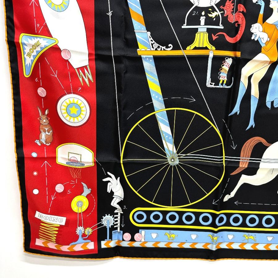 HERMES エルメス TEA FOR TWO カレ90 スカーフ シルク ブラック レディース【中古】未使用 | HERMES | 03