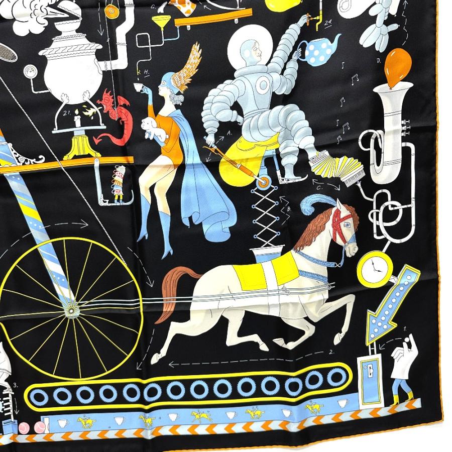 HERMES エルメス TEA FOR TWO カレ90 スカーフ シルク ブラック レディース【中古】未使用 | HERMES | 04