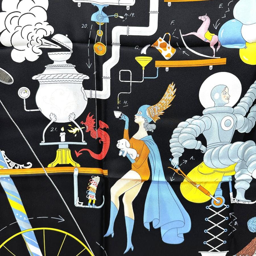 HERMES エルメス TEA FOR TWO カレ90 スカーフ シルク ブラック レディース【中古】未使用 | HERMES | 05