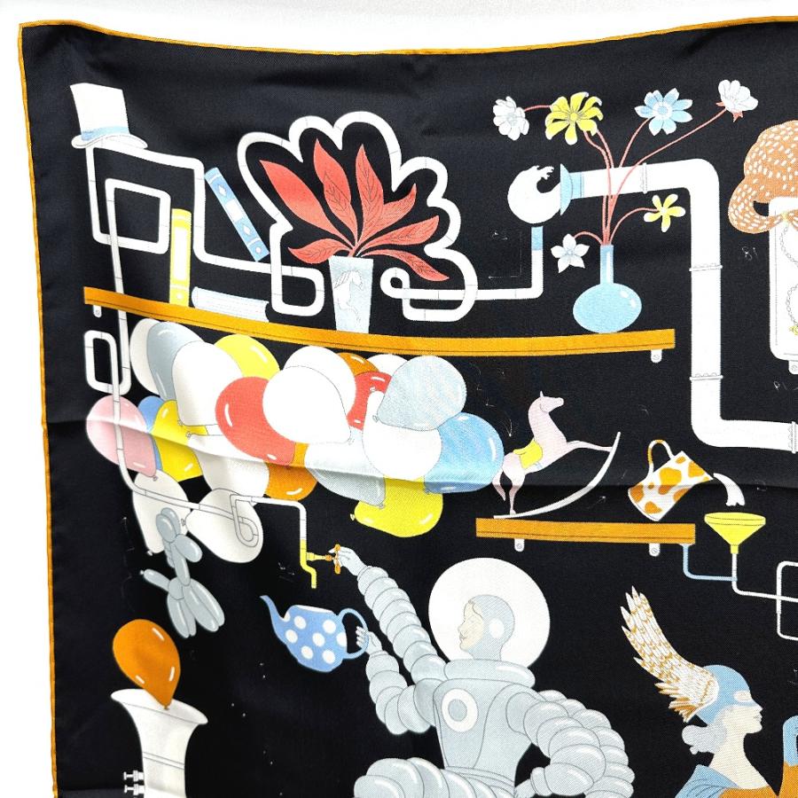 HERMES エルメス TEA FOR TWO カレ90 スカーフ シルク ブラック レディース【中古】未使用 | HERMES | 06