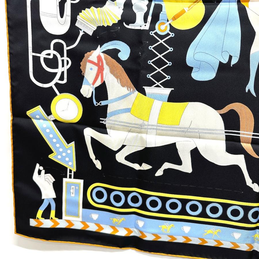 HERMES エルメス TEA FOR TWO カレ90 スカーフ シルク ブラック レディース【中古】未使用 | HERMES | 08