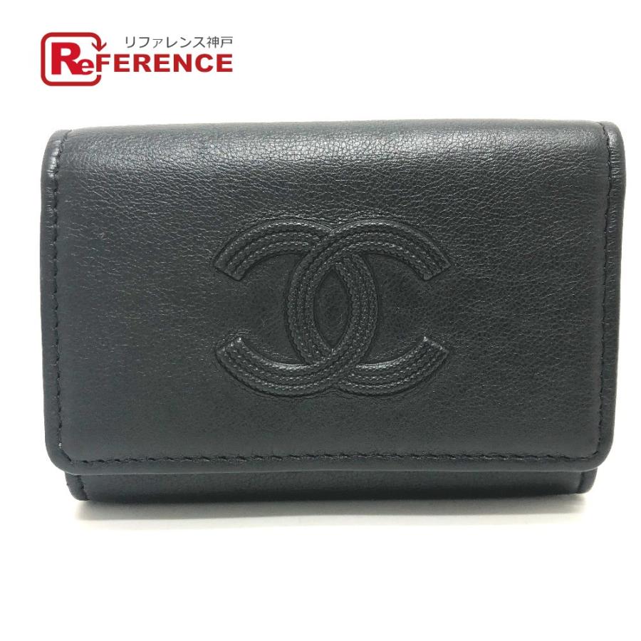 CHANEL シャネル ココマーク 4連 キーリング付き キーケース キーケース レザー ブラック レディース【中古】 | CHANEL