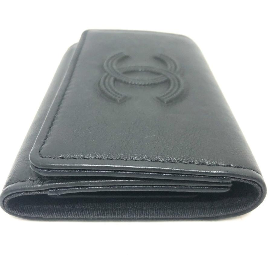 CHANEL シャネル ココマーク 4連 キーリング付き キーケース キーケース レザー ブラック レディース【中古】 | CHANEL | 03