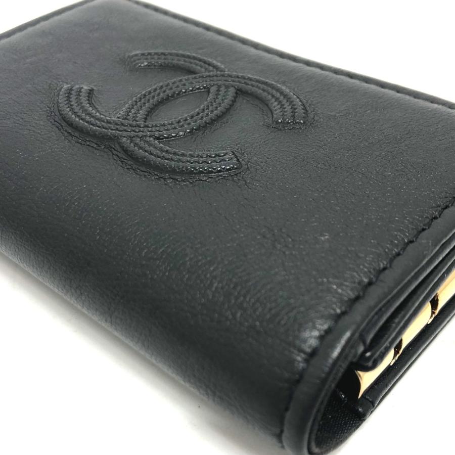 CHANEL シャネル ココマーク 4連 キーリング付き キーケース キーケース レザー ブラック レディース【中古】 | CHANEL | 04