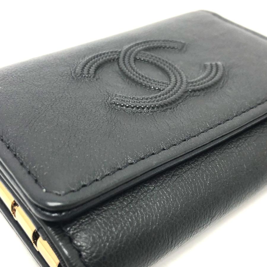 CHANEL シャネル ココマーク 4連 キーリング付き キーケース キーケース レザー ブラック レディース【中古】 | CHANEL | 05