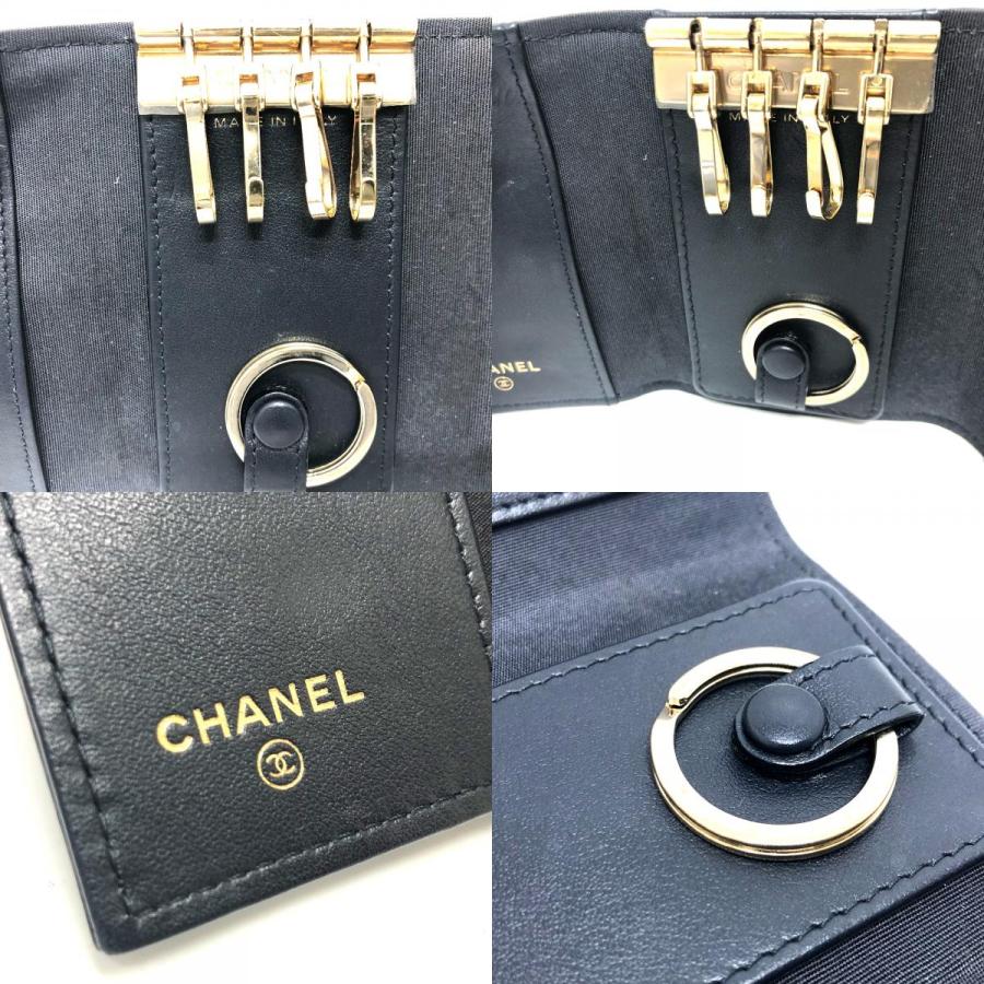 CHANEL シャネル ココマーク 4連 キーリング付き キーケース キーケース レザー ブラック レディース【中古】 | CHANEL | 08