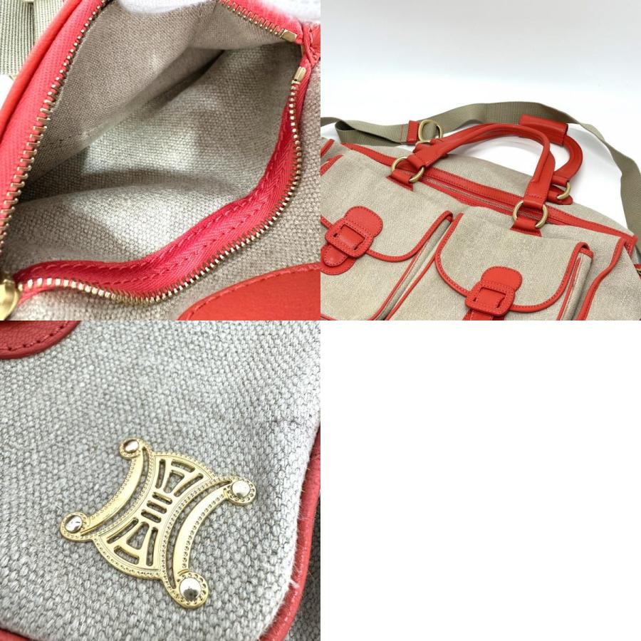 CELINE セリーヌ ロゴ ヴィンテージ 2WAY ボストンバッグ キャンバス/レザー ベージュ ユニセックス【中古】 | CELINE | 09