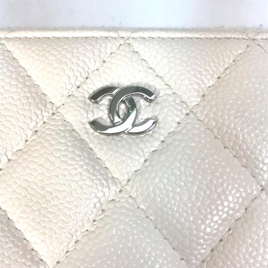 CHANEL シャネル A50097 マトラッセ CC ココマーク ラウンドファスナー キルティング ウォレット 長財布 キャビアスキン ホワイト【中古】 | CHANEL | 04