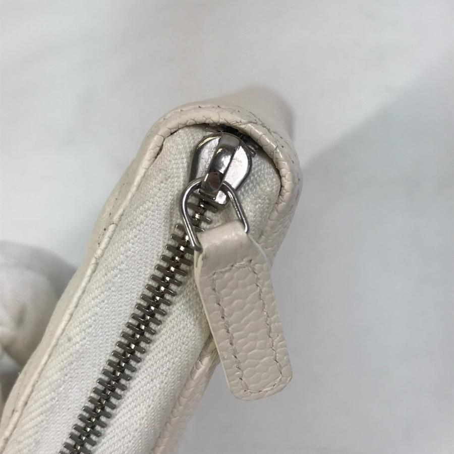 CHANEL シャネル A50097 マトラッセ CC ココマーク ラウンドファスナー キルティング ウォレット 長財布 キャビアスキン ホワイト【中古】 | CHANEL | 05