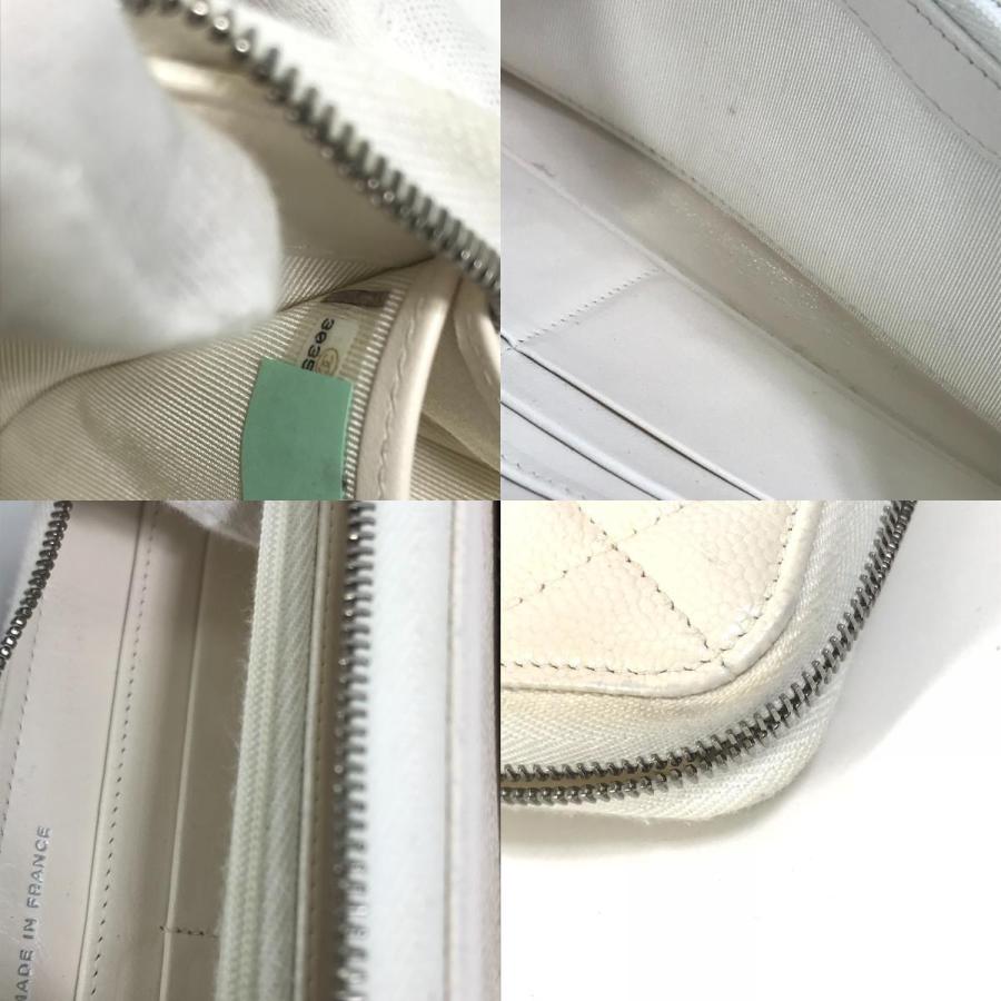 CHANEL シャネル A50097 マトラッセ CC ココマーク ラウンドファスナー キルティング ウォレット 長財布 キャビアスキン ホワイト【中古】 | CHANEL | 08
