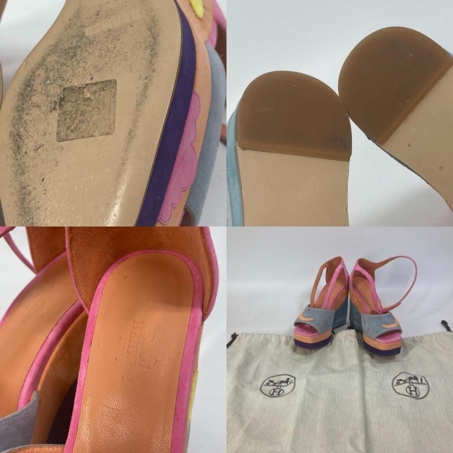 HERMES エルメス 靴 ヒール ウエッジソール ムーン スター 月 星  