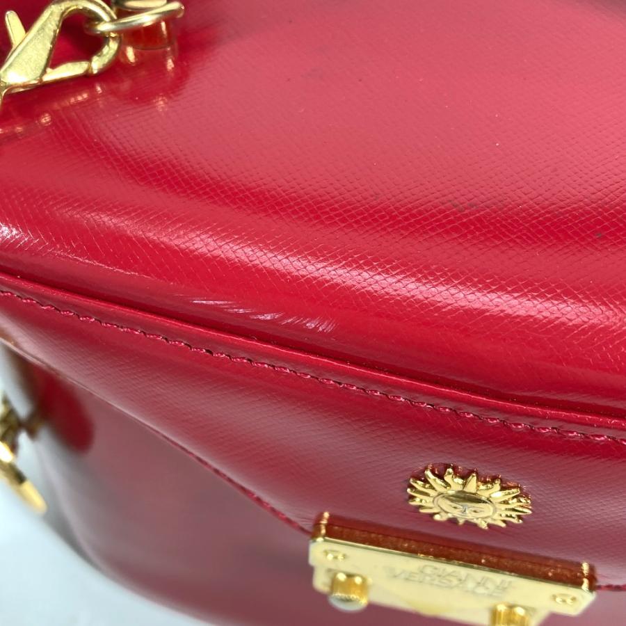 VERSACE ヴェルサーチ ヴィンテージ サンバーズト ハンドバッグ チェーンチャーム付き カバン バニティバッグ レッド レディース.【中古】 |  | 06
