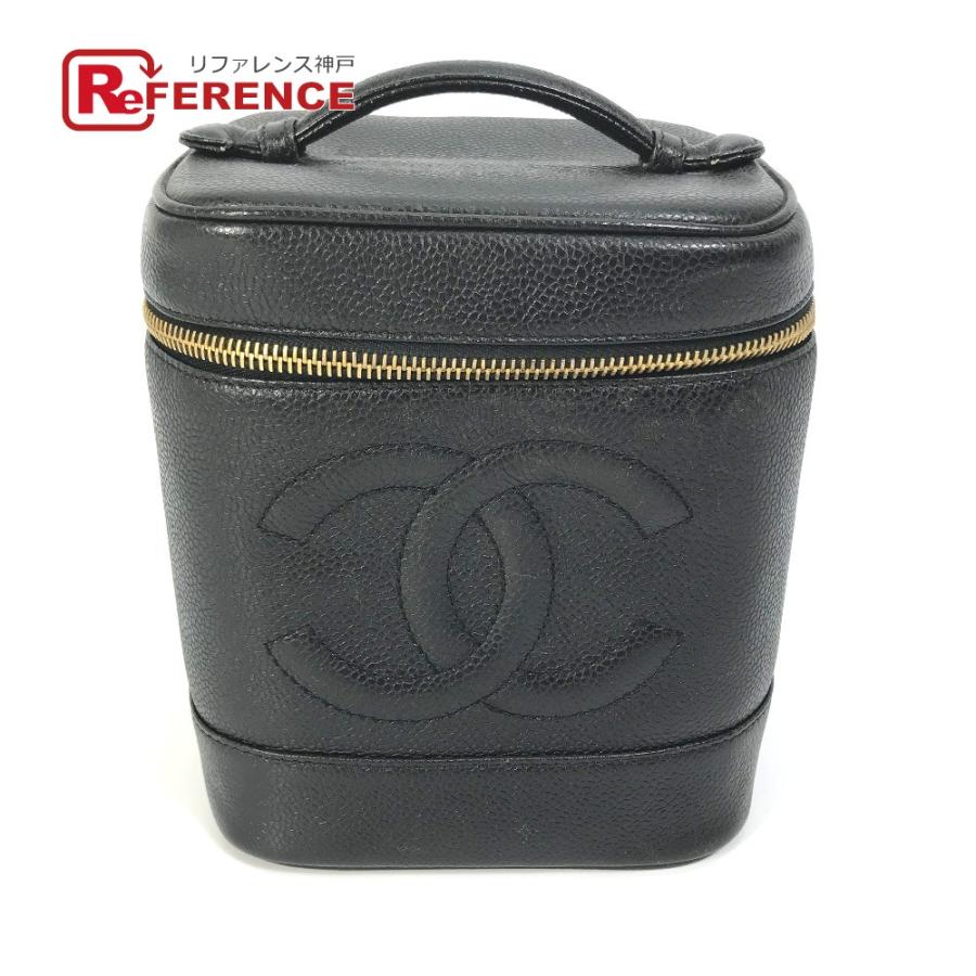 CHANEL シャネル A01998 CC ココマーク 縦型 ヴィンテージ 化粧ポーチ ハンドバッグ バニティバッグ キャビアスキン【中古】 | CHANEL