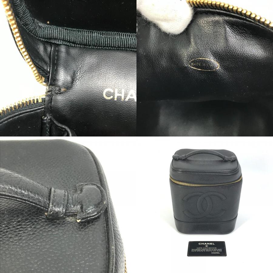 CHANEL シャネル A01998 CC ココマーク 縦型 ヴィンテージ 化粧ポーチ ハンドバッグ バニティバッグ キャビアスキン【中古】 | CHANEL | 09