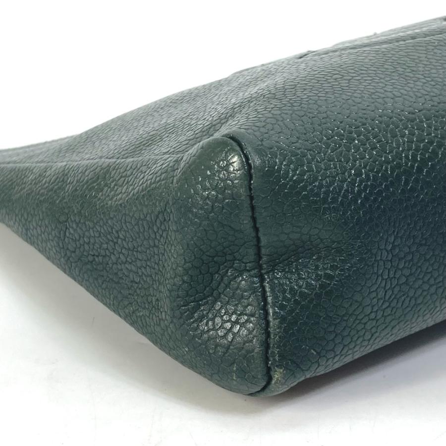 CHANEL シャネル メイクポーチ 化粧ポーチ CC ココマーク カバン ヴィンテージ ポーチ キャビアスキン カーキ レディース【中古】 | CHANEL | 04