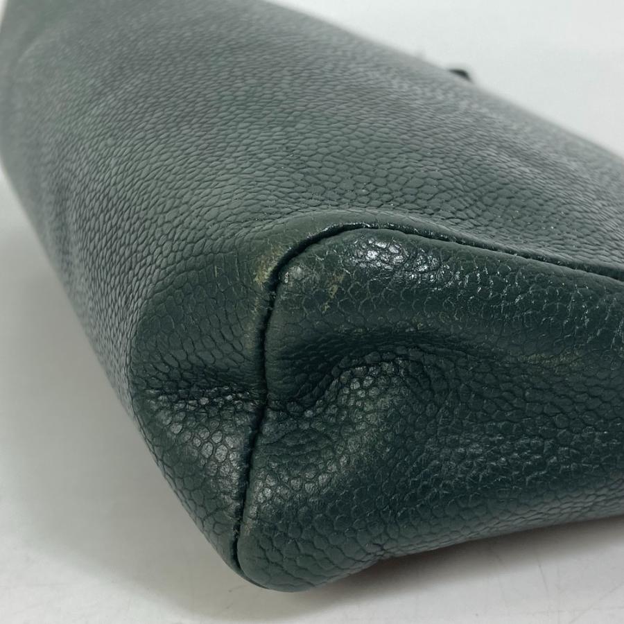 CHANEL シャネル メイクポーチ 化粧ポーチ CC ココマーク カバン ヴィンテージ ポーチ キャビアスキン カーキ レディース【中古】 | CHANEL | 07