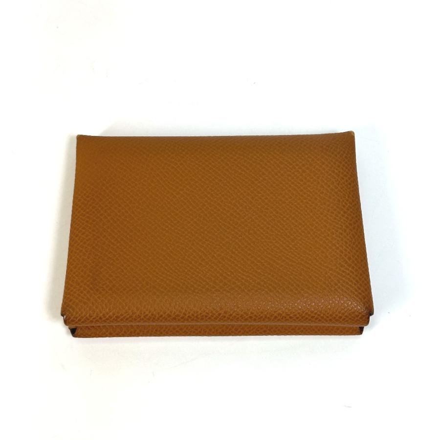 HERMES エルメス 財布 カルヴィデュオ 小銭入れ コインケース カードケース カードケース ヴォーエプソン U刻 ゴールド 【中古】 | HERMES | 01