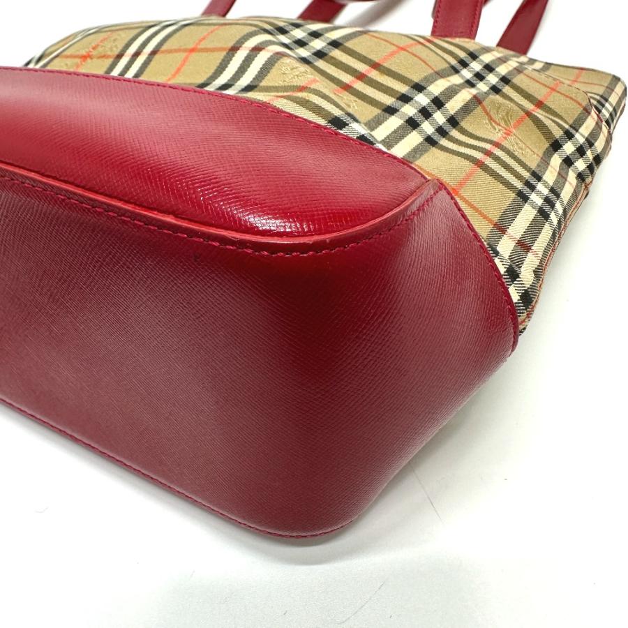 BURBERRY バーバリー  チェック トートバッグ キャンバス/レザー ベージュ/レッド レディース【中古】 | BURBERRY | 03