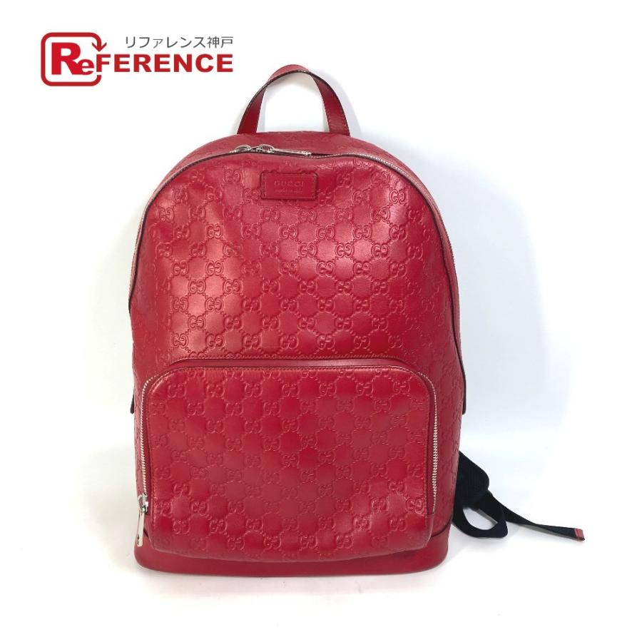 GUCCI グッチ 406370 GG バックパック カバン グッチシマ リュックサック レッド ユニセックス【中古】 | GUCCI