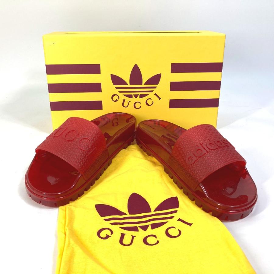 未使用 GUCCI グッチ 721229 スライド アディダス ADIDAS  コラボ ロゴ 靴 サンダル レッド レディース【中古】 | GUCCI | 08