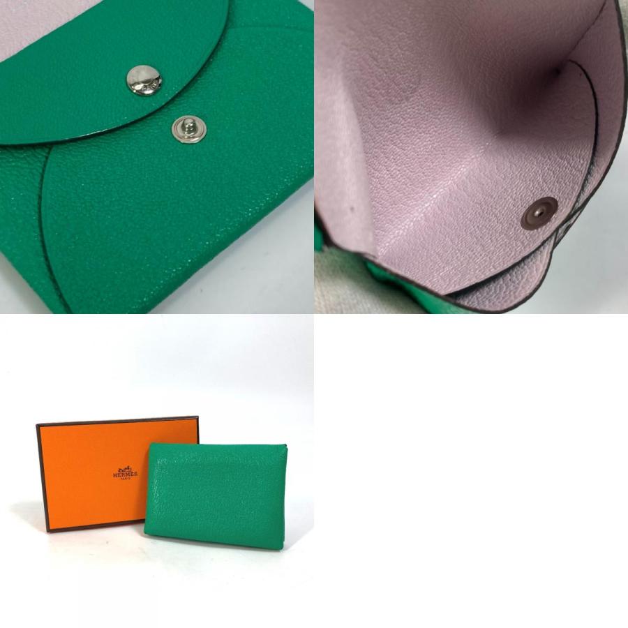 HERMES エルメス カルヴィデュオ バイカラー 小銭入れ コインケース カードケース カードケース ミント/モーヴペール グリーン【中古】 | HERMES | 09