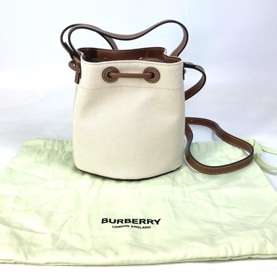 美品 BURBERRY バーバリー 8070576 TB バケット バケツ 2WAY ショルダーバッグ カバン トートバッグ アイボリー系 レディース【中古】 | BURBERRY | 08
