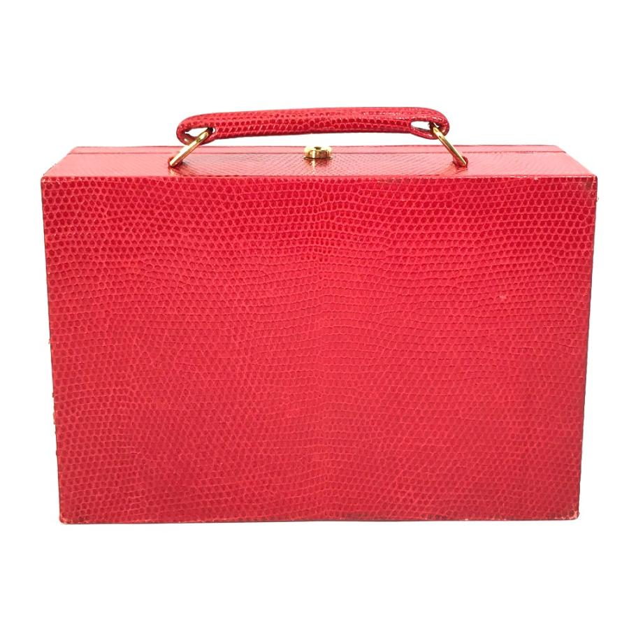 HERMES エルメス ジュエリーボックス 小物 雑貨 BOX トランク ジュエリーケース カバン バッグ アクセサリーケース レッド【中古】の画像