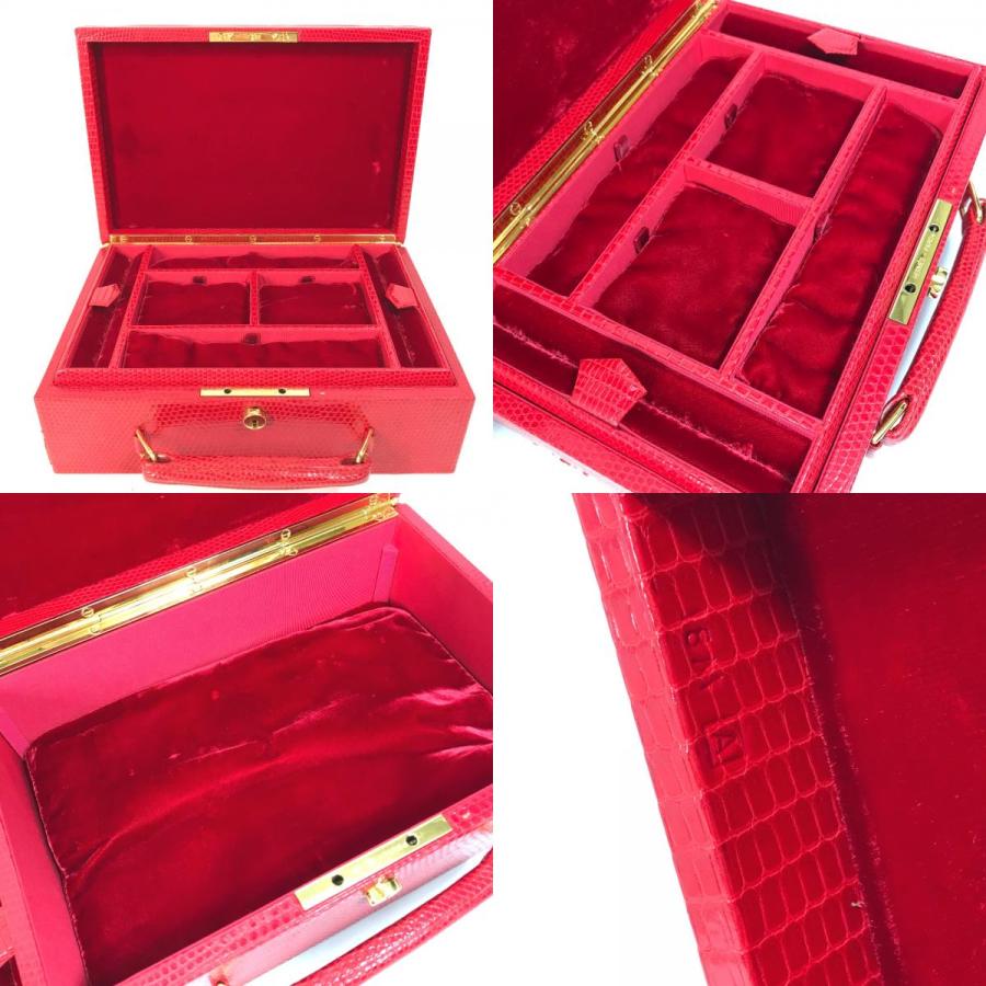 HERMES エルメス ジュエリーボックス 小物 雑貨 BOX トランク ジュエリーケース カバン バッグ アクセサリーケース レッド【中古】の画像
