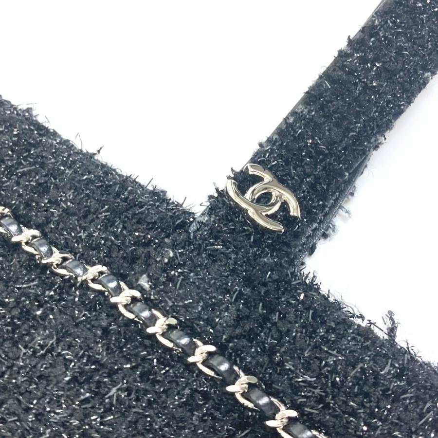 CHANEL シャネル A94646 ロボット ラージ ショッピングバッグ 肩掛け CC ココマーク トートバッグ ブラック レディース【中古】の画像
