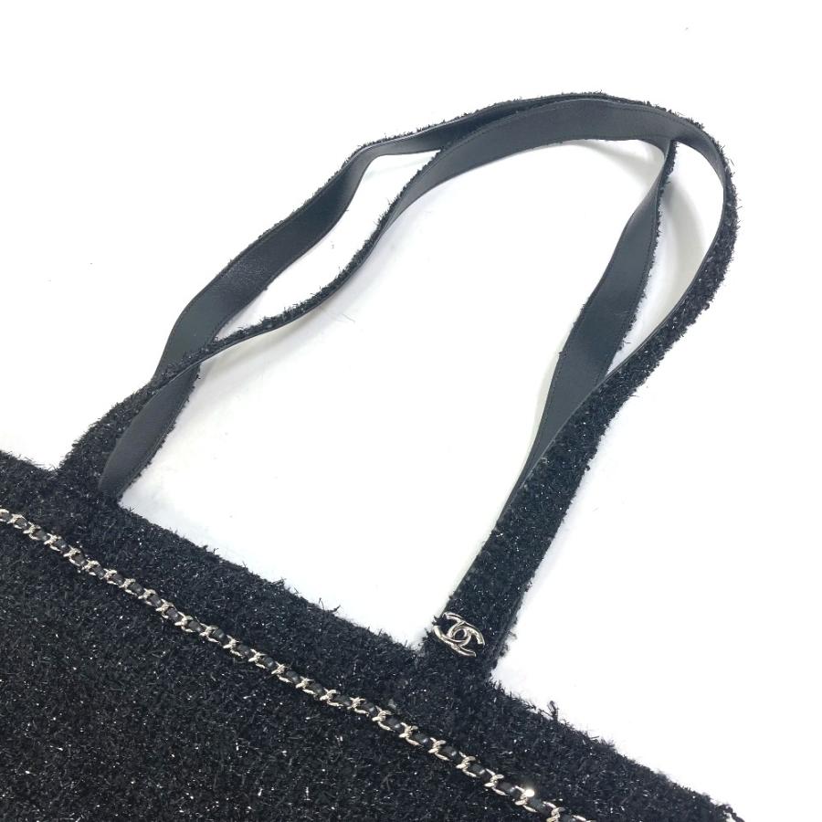 CHANEL シャネル A94646 ロボット ラージ ショッピングバッグ 肩掛け CC ココマーク トートバッグ ブラック レディース【中古】の画像