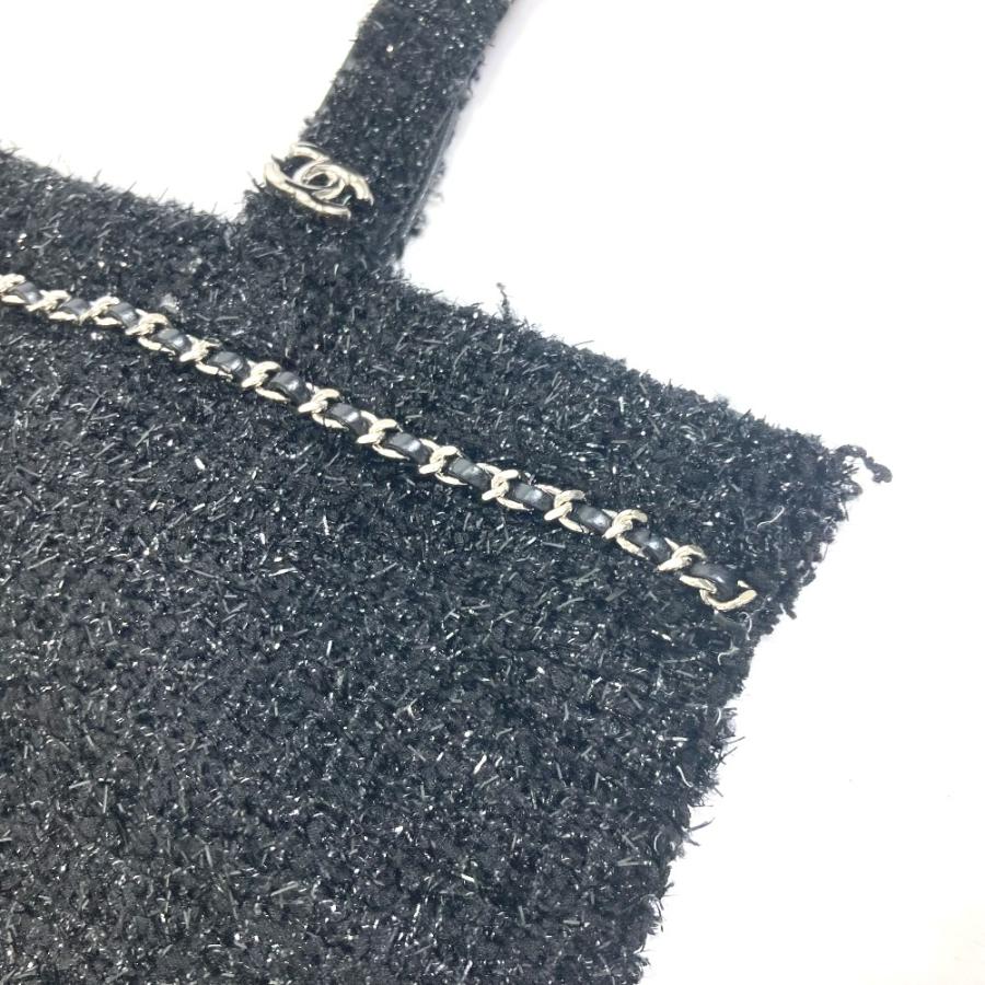 CHANEL シャネル A94646 ロボット ラージ ショッピングバッグ 肩掛け CC ココマーク トートバッグ ブラック レディース【中古】の画像
