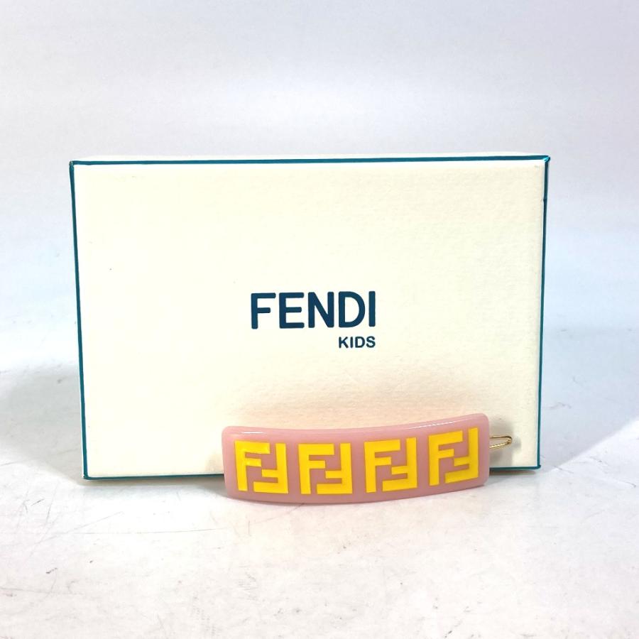 新品同様 FENDI フェンディ FF ヘアクリップ ロゴ ヘアアクセサリー ヘアピン バレッタ ピンク キッズ【中古】｜reference｜08