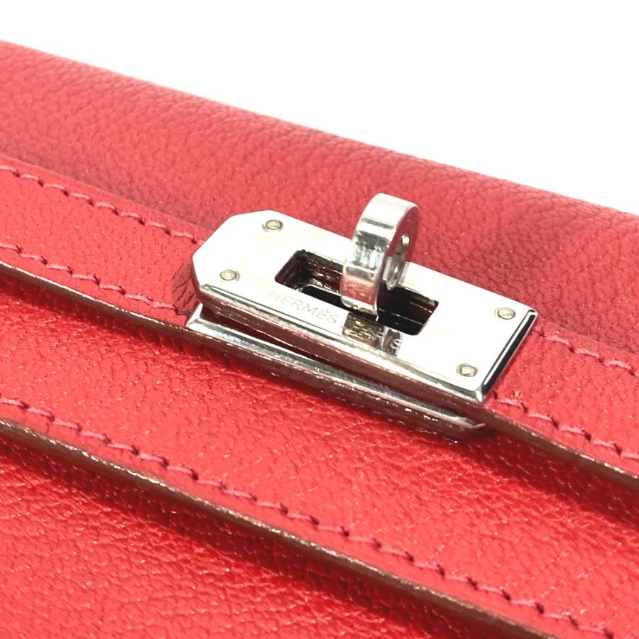 HERMES エルメス ケリーウォレット ミディアム コンパクトウォレット 3つ折り財布 ルージュクー レッド レディース【中古】の画像