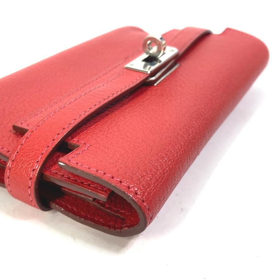 HERMES エルメス ケリーウォレット ミディアム コンパクトウォレット 3つ折り財布 ルージュクー レッド レディース【中古】の画像