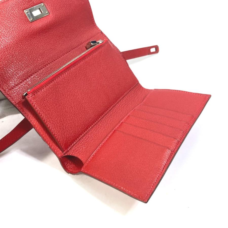 HERMES エルメス ケリーウォレット ミディアム コンパクトウォレット 3つ折り財布 ルージュクー レッド レディース【中古】の画像