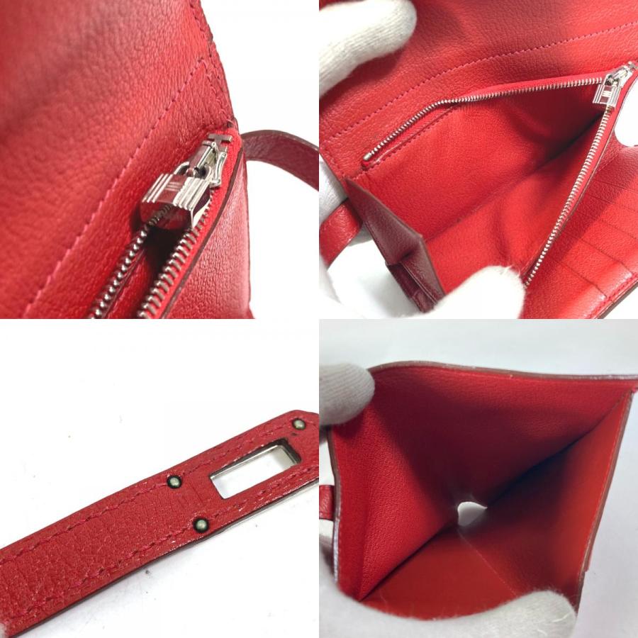 HERMES エルメス ケリーウォレット ミディアム コンパクトウォレット 3つ折り財布 ルージュクー レッド レディース【中古】の画像
