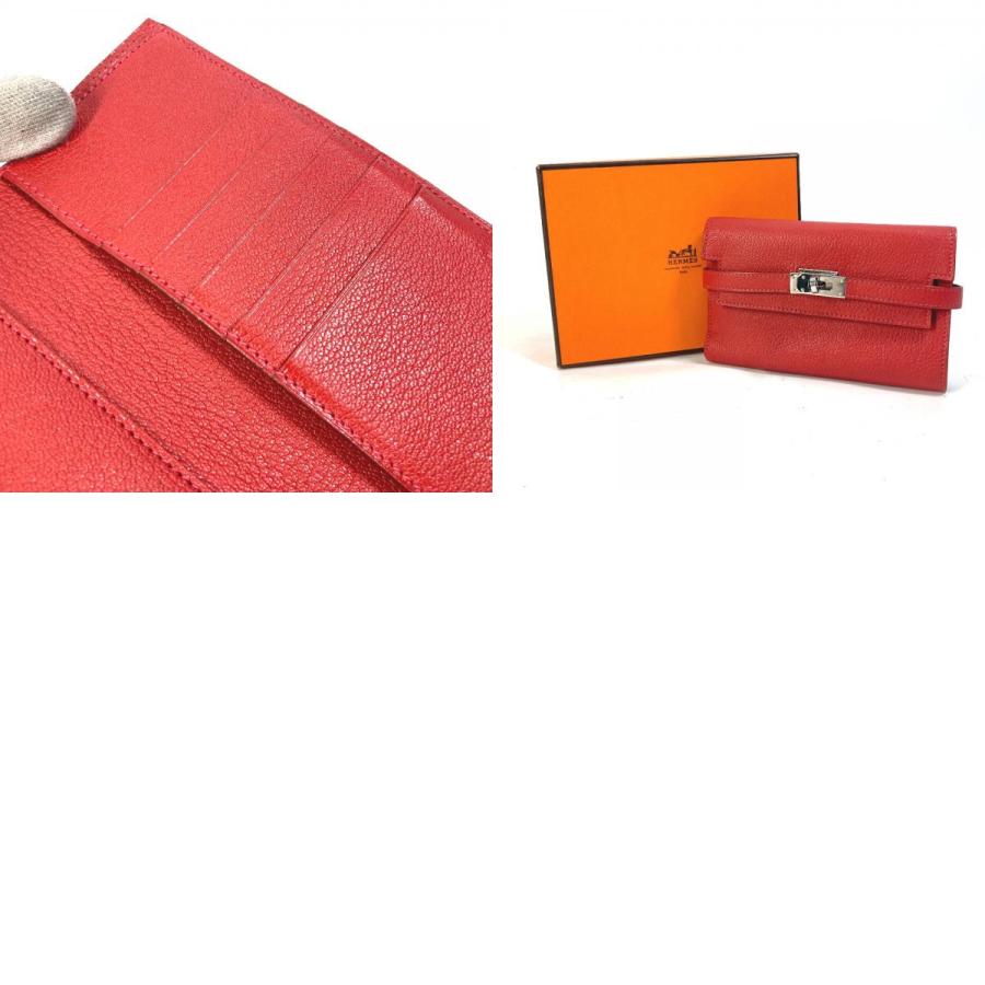 HERMES エルメス ケリーウォレット ミディアム コンパクトウォレット 3つ折り財布 ルージュクー レッド レディース【中古】の画像