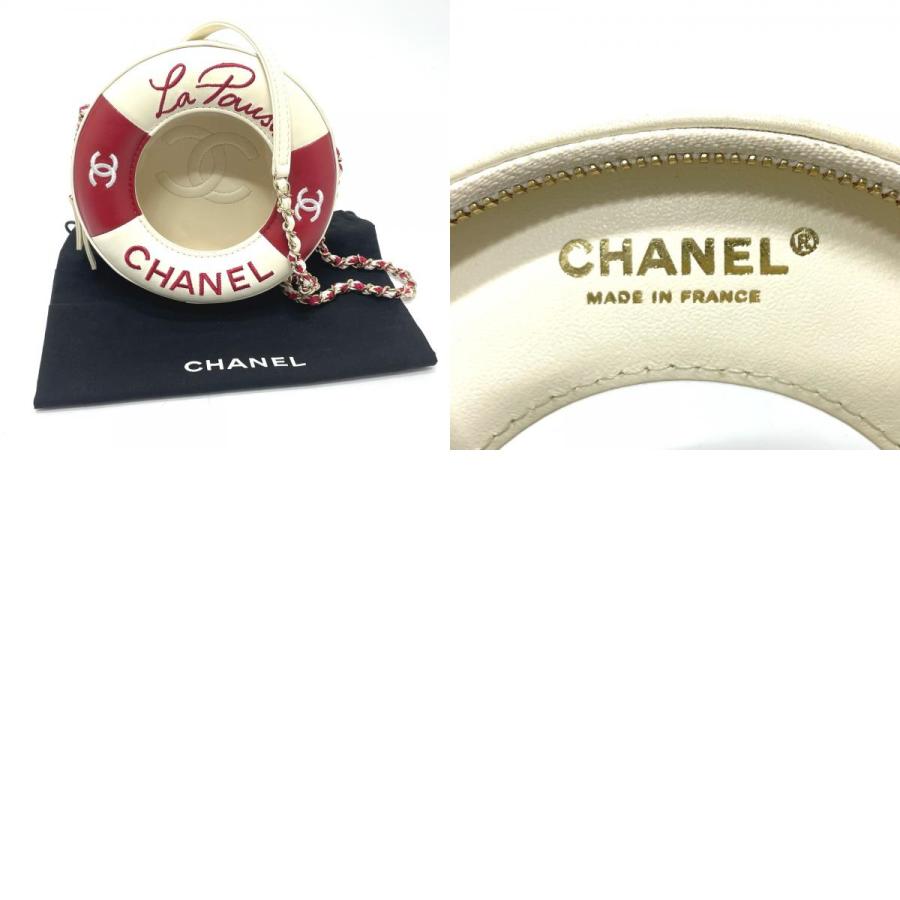 CHANEL シャネル AS0209 ラウンド スモール チェーン クルーズライン ココマーク CC ショルダーバッグ ホワイト/レッド レディース【中古】 | CHANEL | 09
