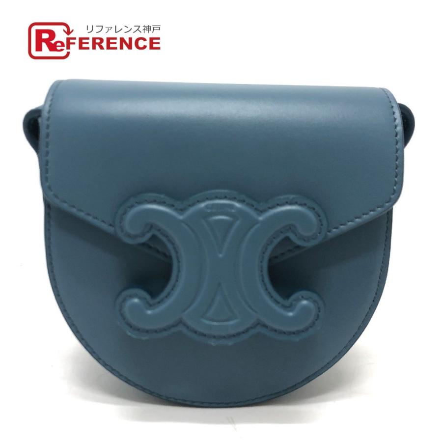 新品同様 CELINE セリーヌ ミニ ブザス キュイル トリオンフ ショルダーバッグ ブルー レディース【中古】 | CELINE