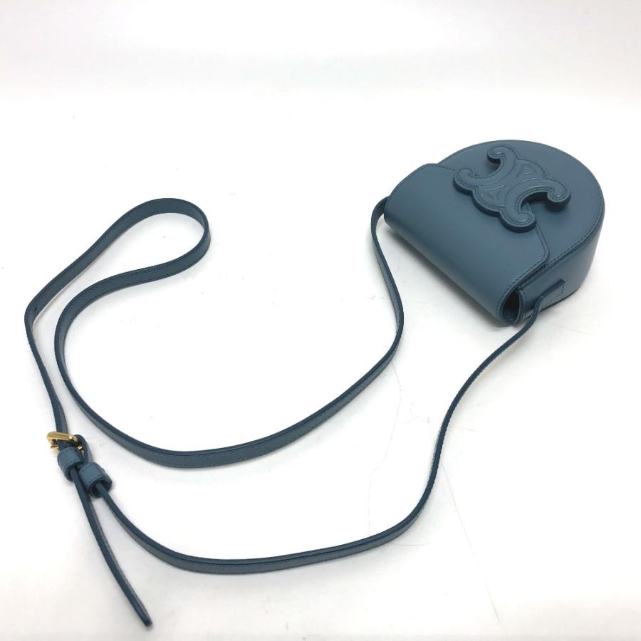 新品同様 CELINE セリーヌ ミニ ブザス キュイル トリオンフ ショルダーバッグ ブルー レディース【中古】 | CELINE | 05