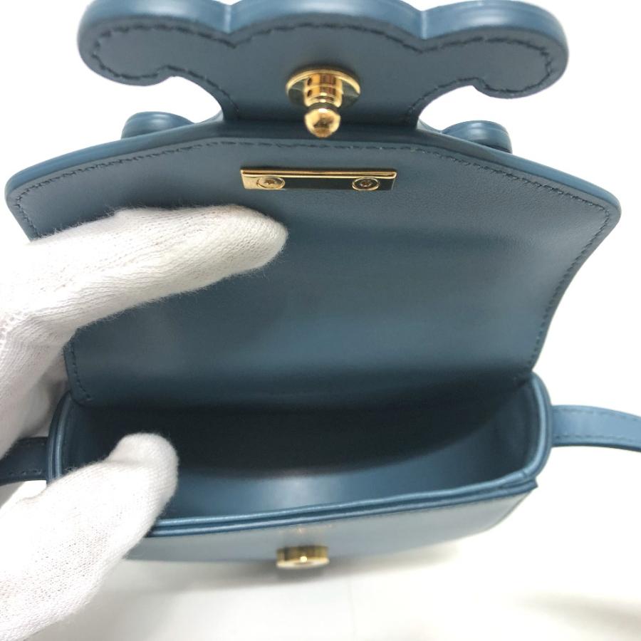 新品同様 CELINE セリーヌ ミニ ブザス キュイル トリオンフ ショルダーバッグ ブルー レディース【中古】 | CELINE | 08