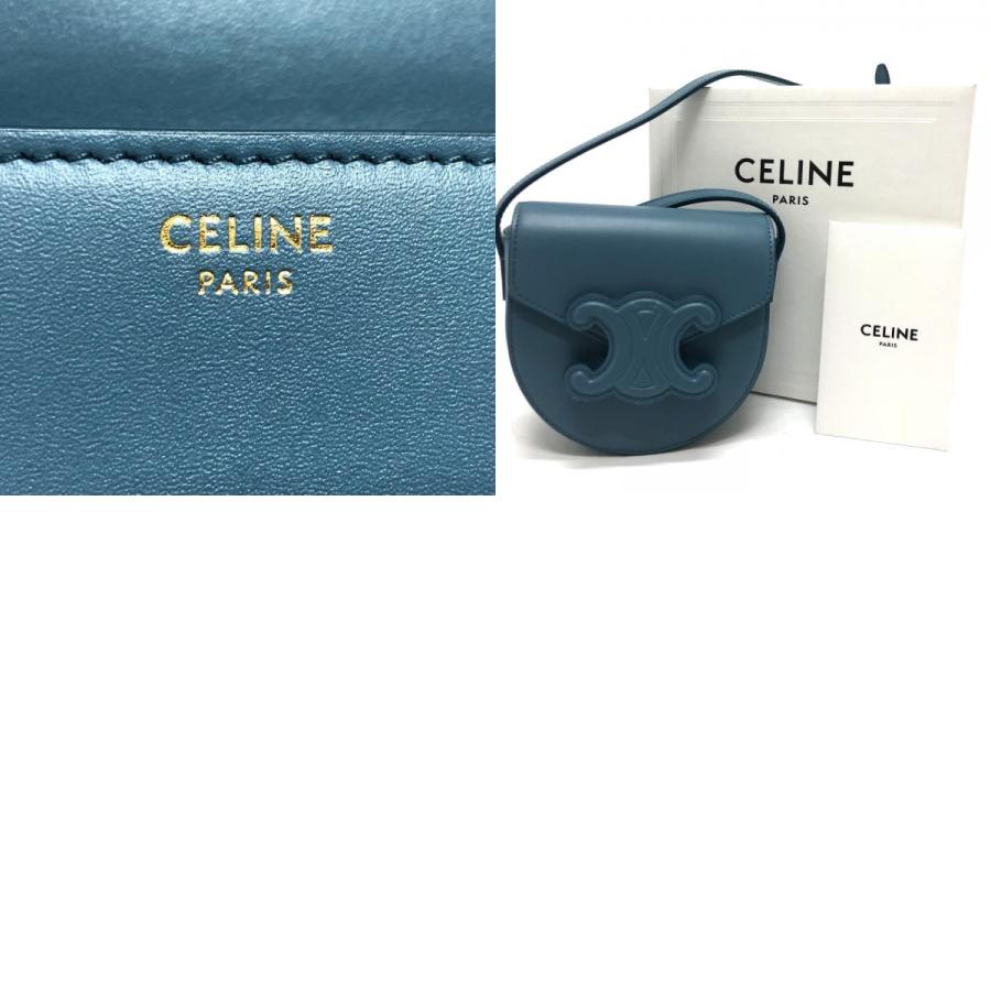 新品同様 CELINE セリーヌ ミニ ブザス キュイル トリオンフ ショルダーバッグ ブルー レディース【中古】 | CELINE | 09