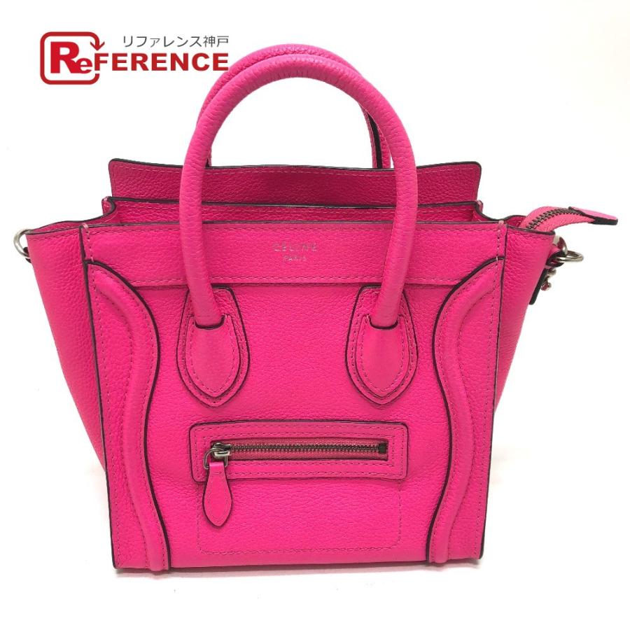 CELINE セリーヌ 18924 ラゲージ ミニショッパー カバン ハンドバッグ ピンク レディース【中古】 | CELINE