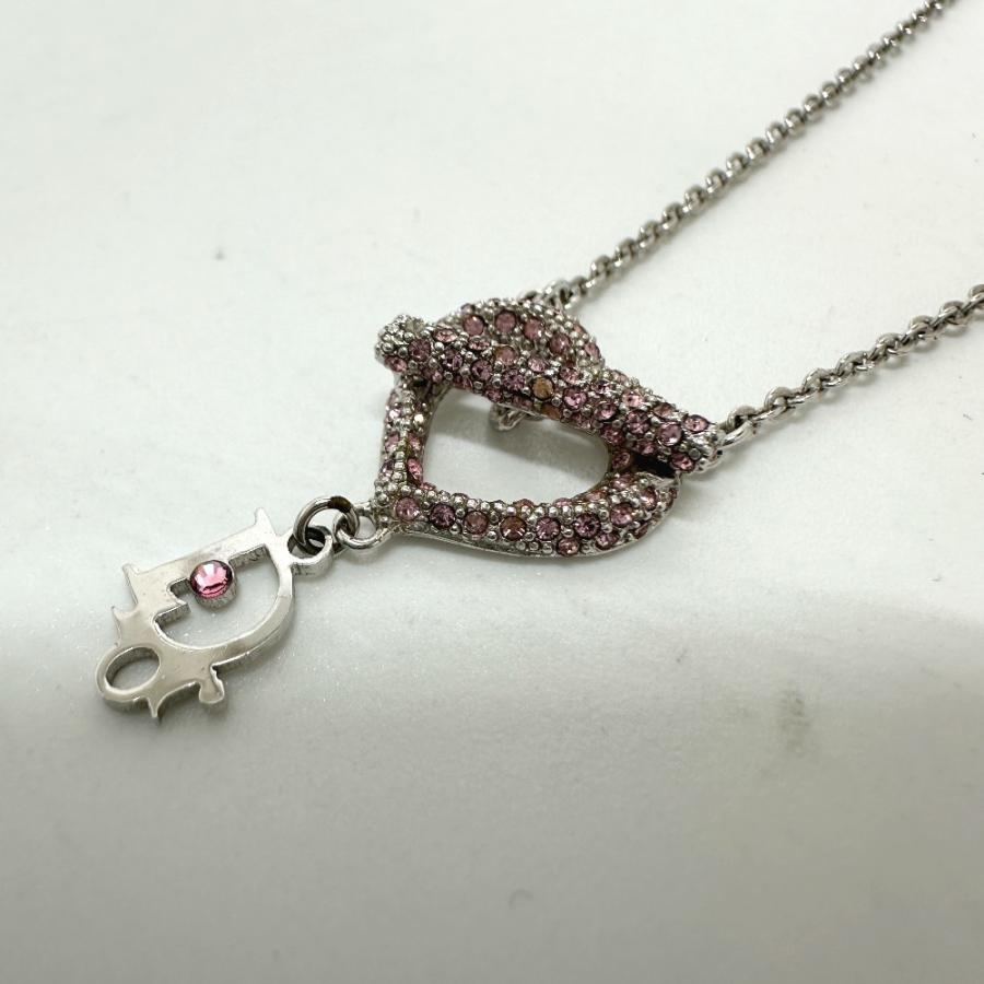 Christian Dior クリスチャンディオール ラインストーン ハート ネックレス シルバー レディース【中古】 |  | 02