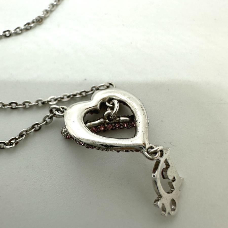 Christian Dior クリスチャンディオール ラインストーン ハート ネックレス シルバー レディース【中古】 |  | 06