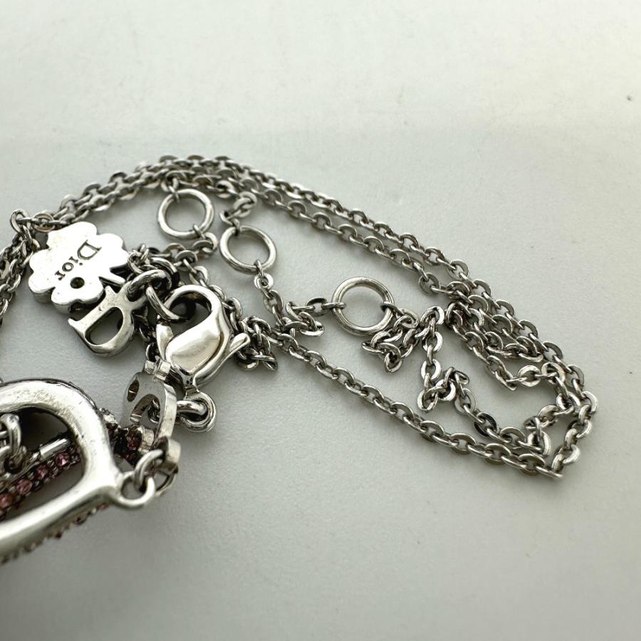 Christian Dior クリスチャンディオール ラインストーン ハート ネックレス シルバー レディース【中古】 |  | 08