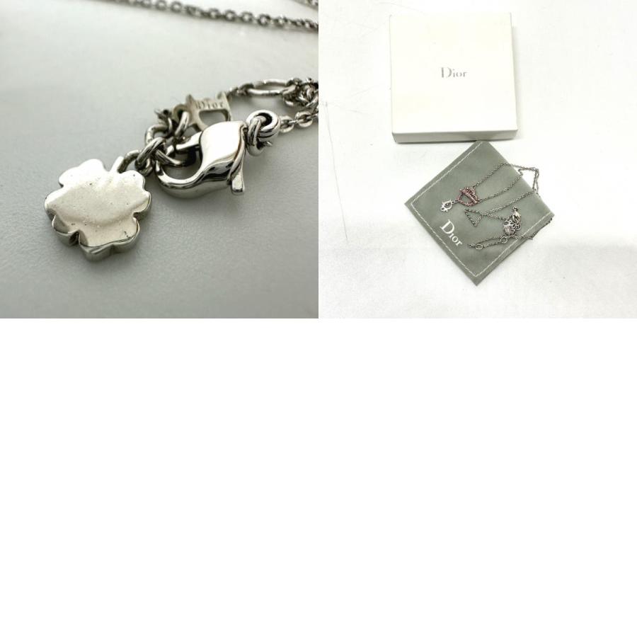 Christian Dior クリスチャンディオール ラインストーン ハート ネックレス シルバー レディース【中古】 |  | 09