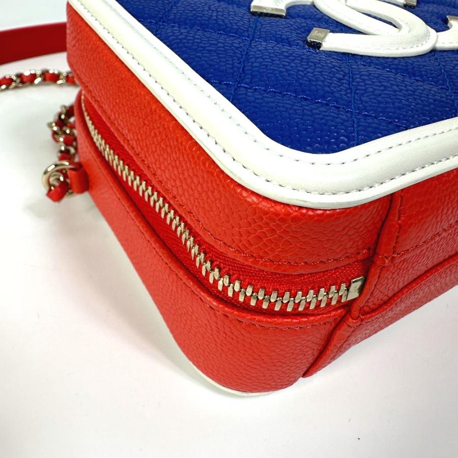 新品同様 CHANEL シャネル A93342 CCフィリグリー バニティバッグ トリコロール ココマーク ショルダーバッグ レッド レディース【中古】 | CHANEL | 04
